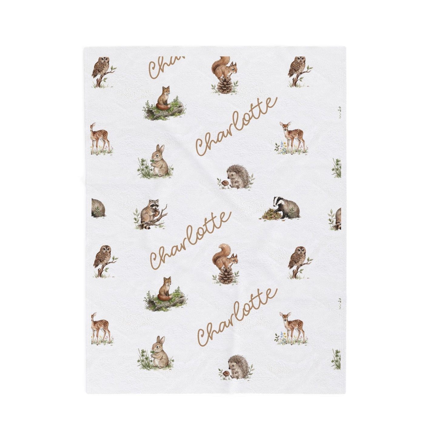 Woodland Animals Name Baby Blankets - 1818