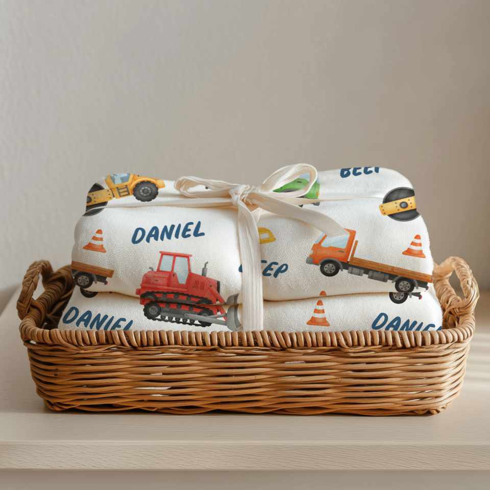Construction Name Blanket for Baby Boys - 1818