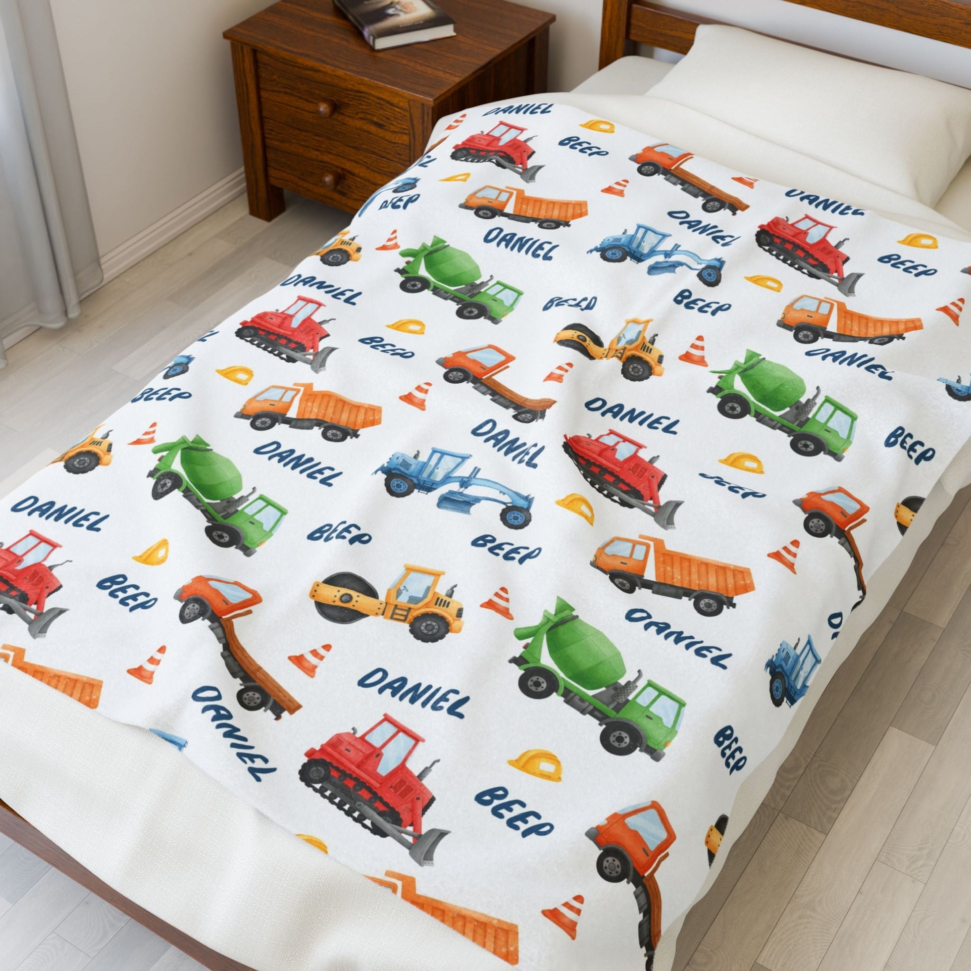 Construction Name Blanket for Baby Boys - 1818