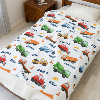Construction Name Blanket for Baby Boys - 1818