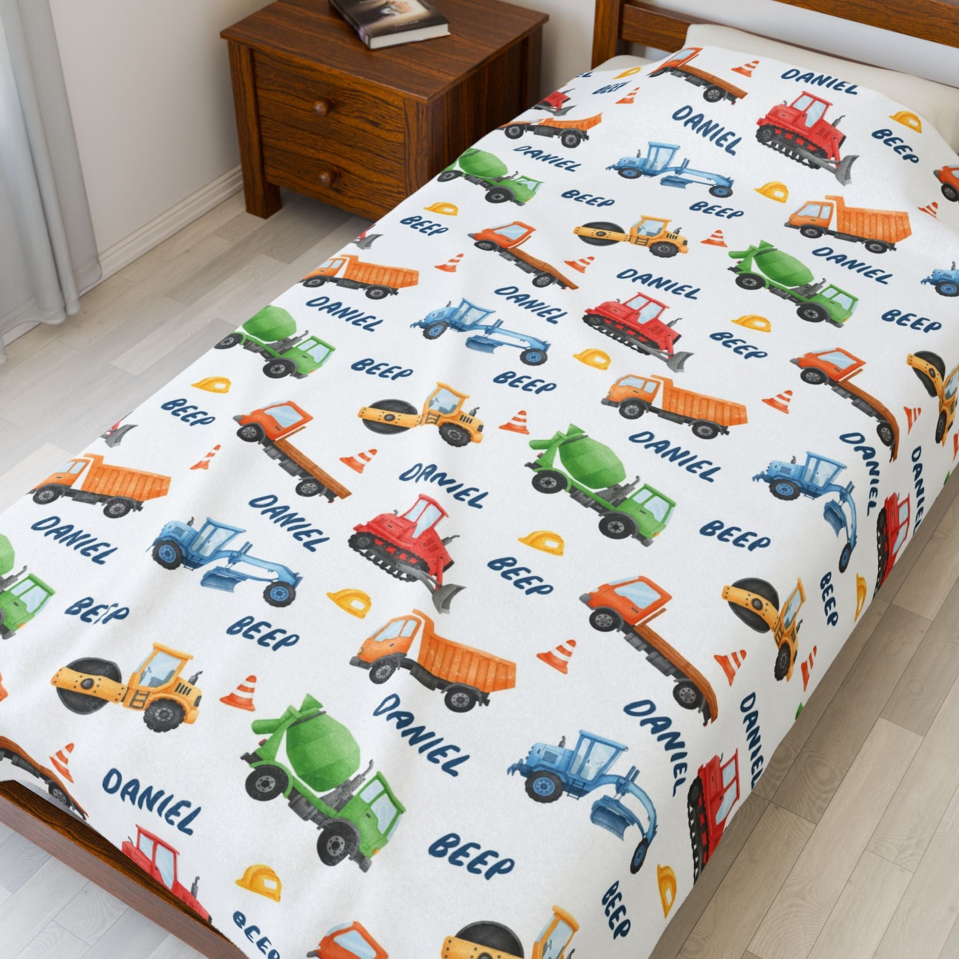 Construction Name Blanket for Baby Boys - 1818