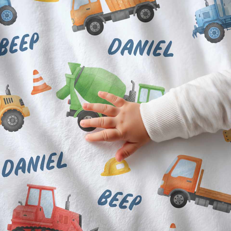 Construction Name Blanket for Baby Boys - 1818