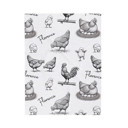 Hens & Roosters Vintage Personalized Name Blanket - 1818