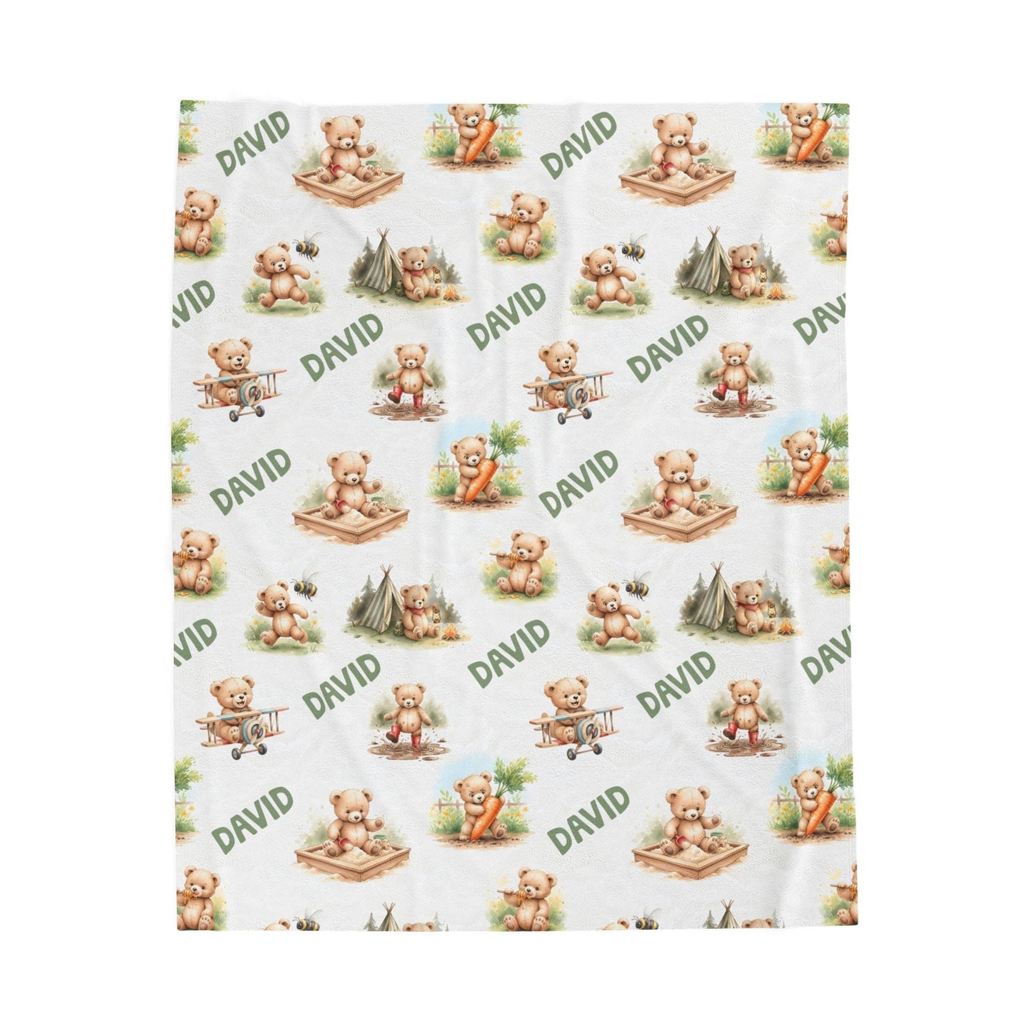 Personalized Teddy Baby Boy Blanket - 1818