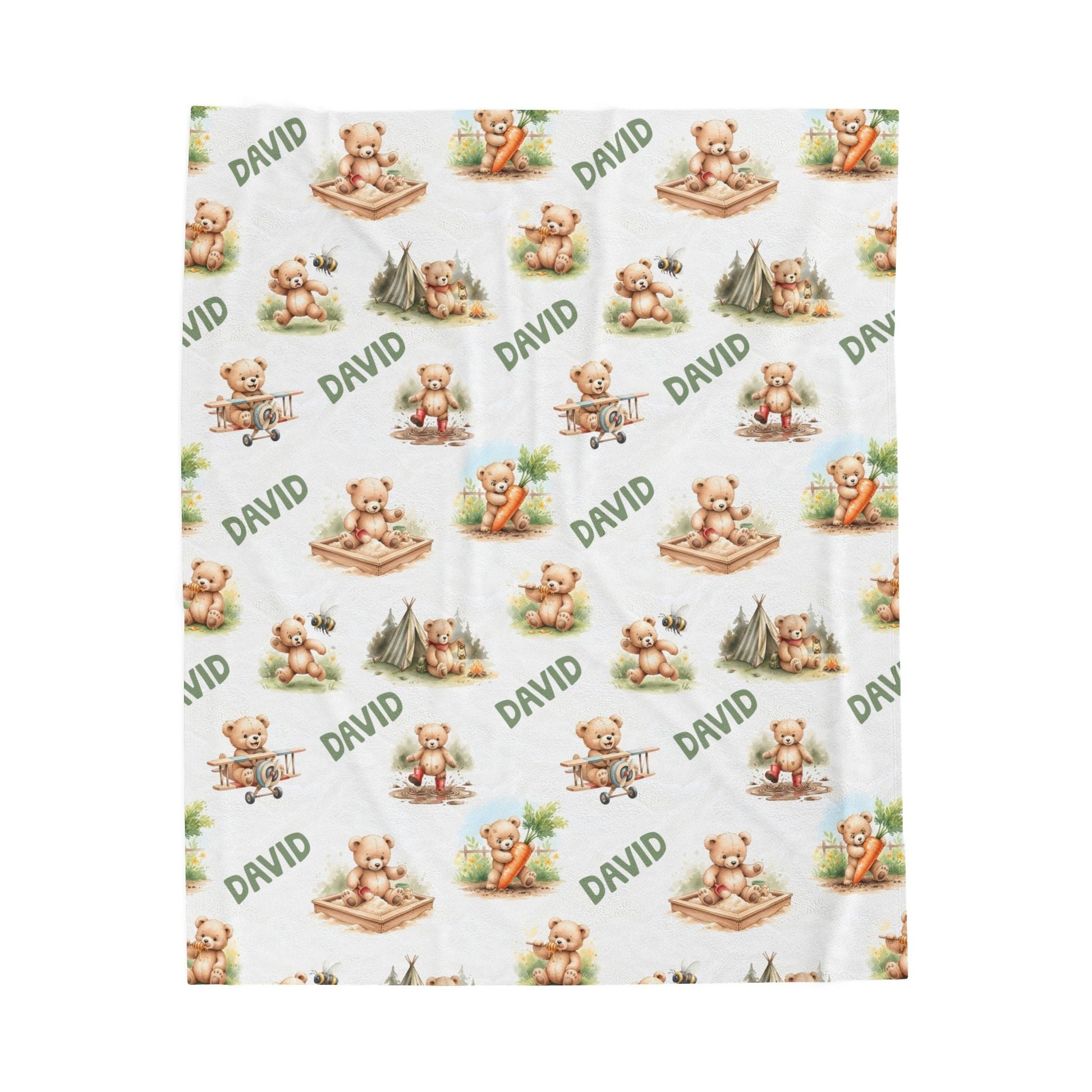 Personalized Teddy Baby Boy Blanket - 1818