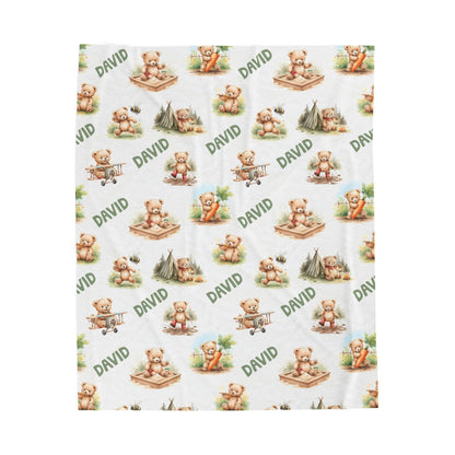 Personalized Teddy Baby Boy Blanket - 1818