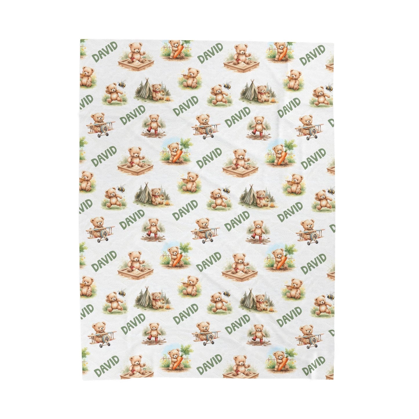 Personalized Teddy Baby Boy Blanket - 1818