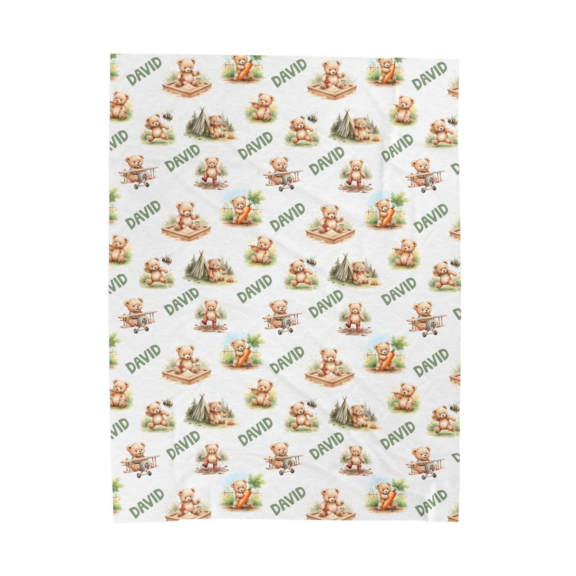 Personalized Teddy Baby Boy Blanket - 1818