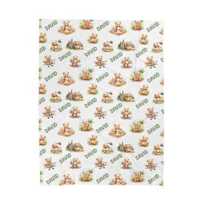 Personalized Teddy Baby Boy Blanket - 1818