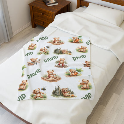 Personalized Teddy Baby Boy Blanket - 1818