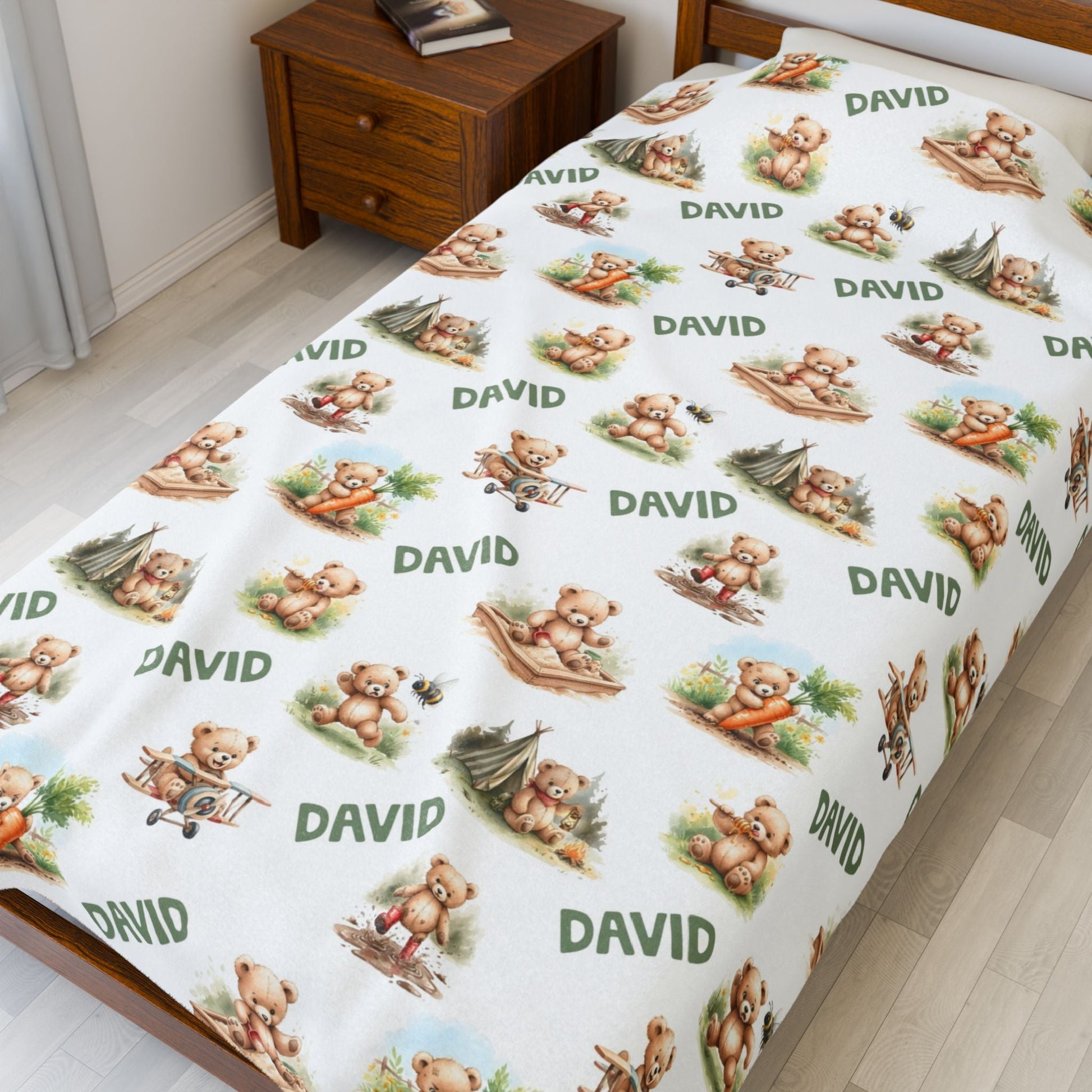 Personalized Teddy Baby Boy Blanket - 1818