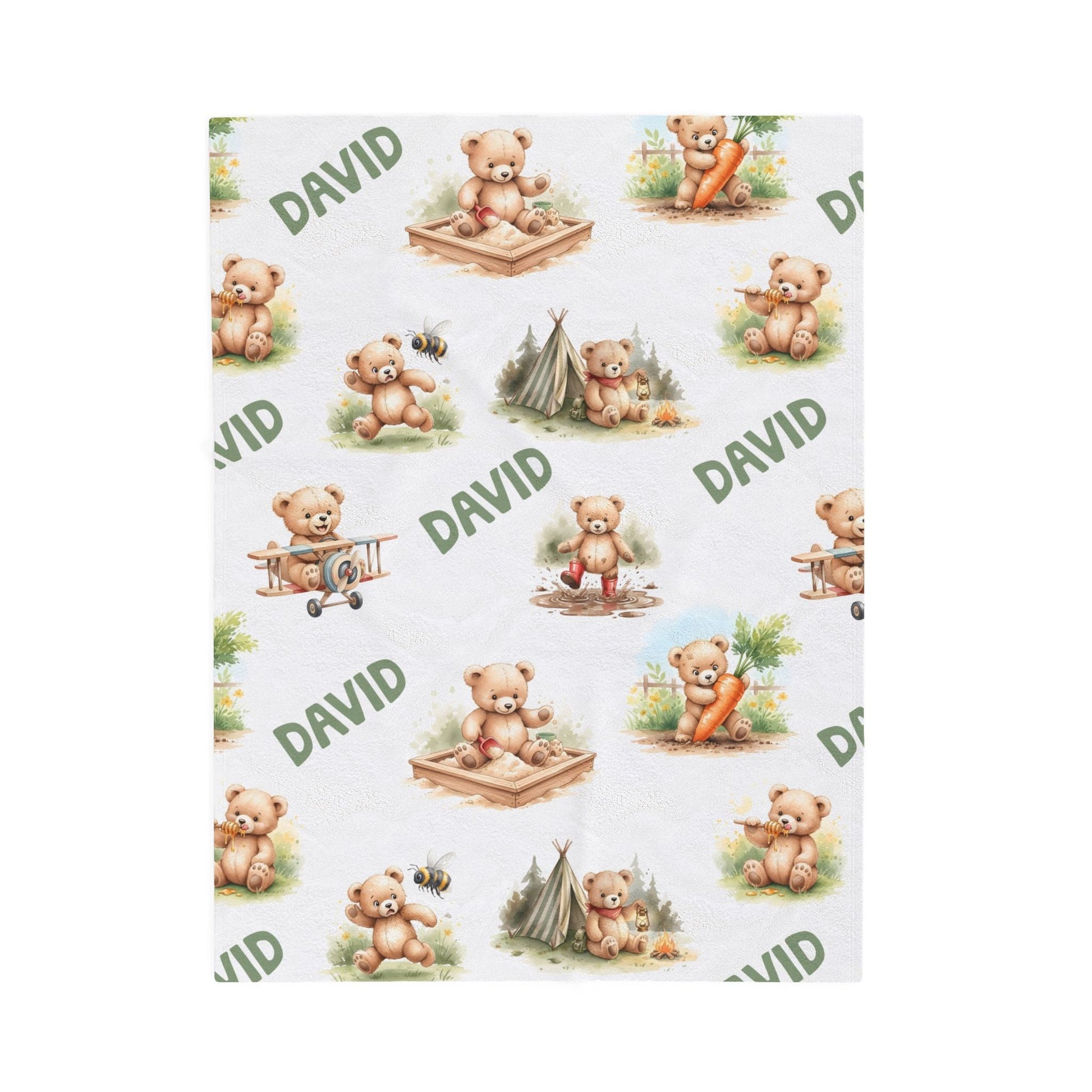 Personalized Teddy Baby Boy Blanket - 1818