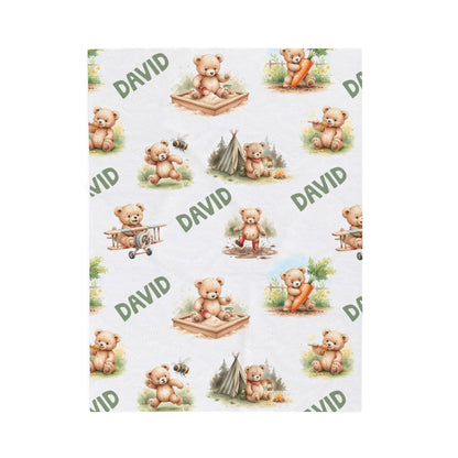 Personalized Teddy Baby Boy Blanket - 1818